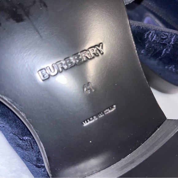 Burberry Blue Loafers Velvet Embroidered Formal Mens 8 Formal Wayne NWOB ? main image 5